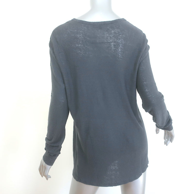 IRO Jordan Long Sleeve Tee Charcoal Linen Jersey Size Medium