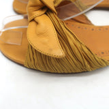 Manolo Blahnik Notamu Pleated Bow Slide Sandals Marigold Leather Size 38