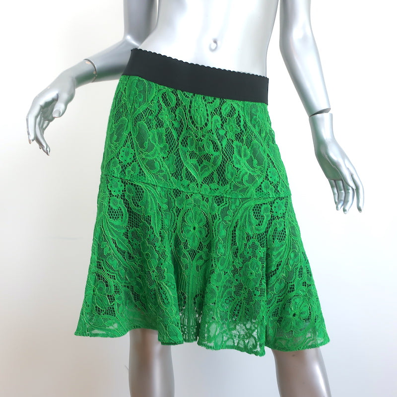 Dolce &amp; Gabbana Sleeveless Blouse &amp; Skirt Set Green Lace Size 44/46 NEW