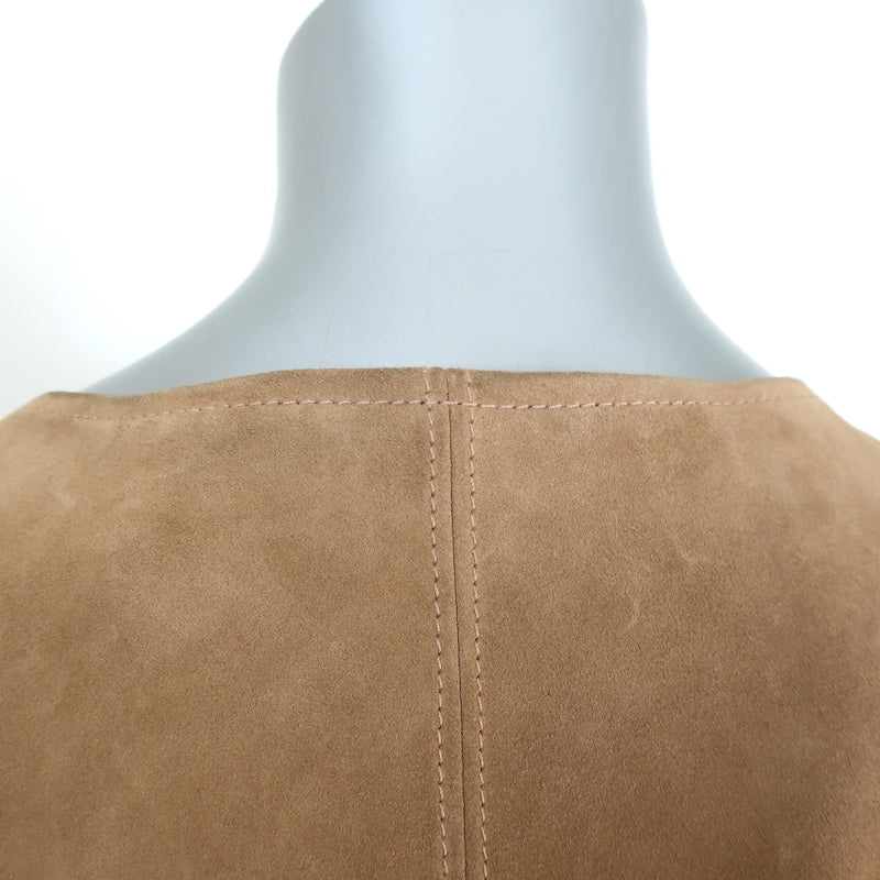 Saint Laurent Fringed Suede Cape Camel Size 48 NEW