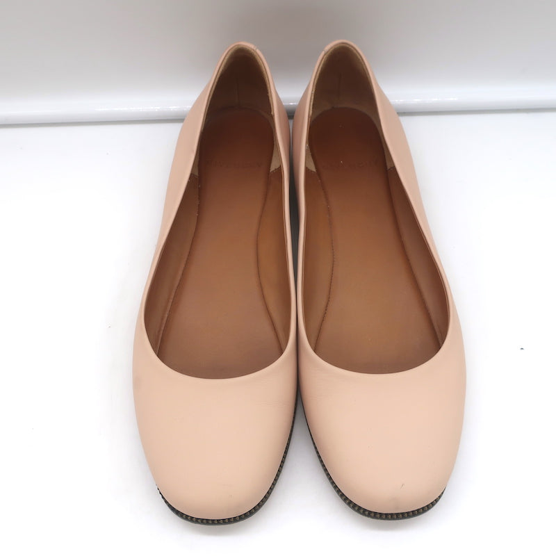 Givenchy Zipper-Trim Ballet Flats Blush Leather Size 38