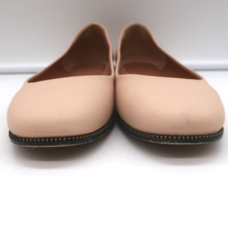 Givenchy Zipper-Trim Ballet Flats Blush Leather Size 38