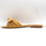 Manolo Blahnik Notamu Pleated Bow Slide Sandals Marigold Leather Size 38