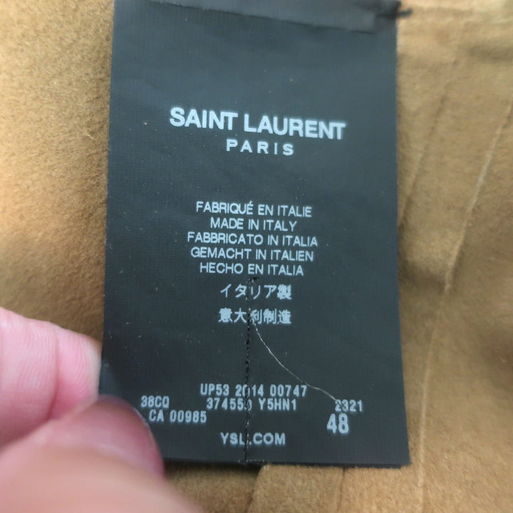 Saint Laurent Fringed Suede Cape Camel Size 48 NEW