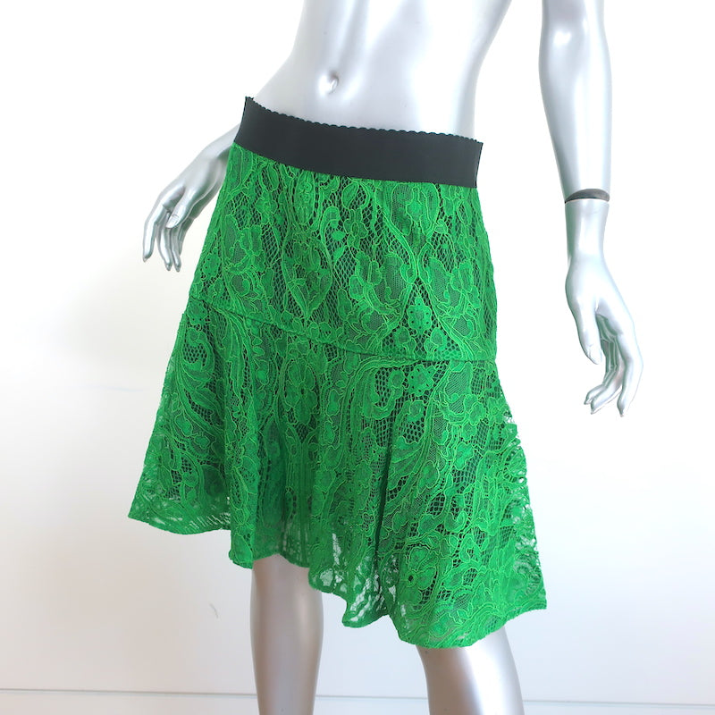 Dolce &amp; Gabbana Sleeveless Blouse &amp; Skirt Set Green Lace Size 44/46 NEW