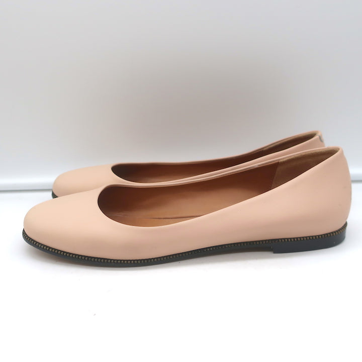 Givenchy Zipper-Trim Ballet Flats Blush Leather Size 38