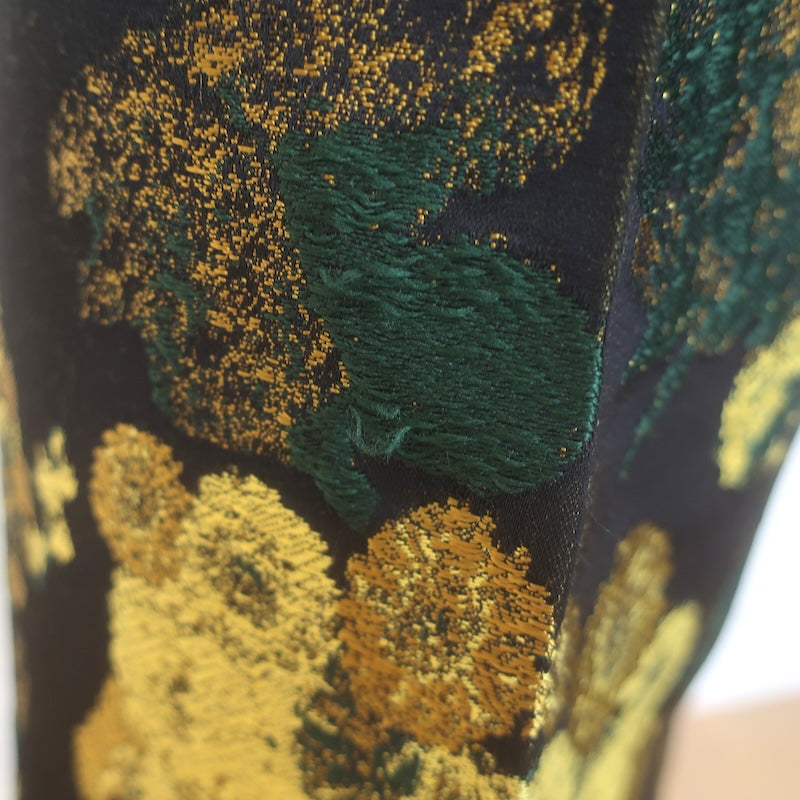 Dries Van Noten Floral Jacquard Wide Leg Trousers Black/Gold Size 40