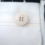 Chloe Wide Leg Pants Navy Micro Tulip Print Crepe Size 40 NEW