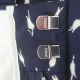 Chloe Wide Leg Pants Navy Micro Tulip Print Crepe Size 40 NEW