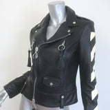 Off-White Virgil Abloh Carryover Leather Biker Jacket Black Size Small