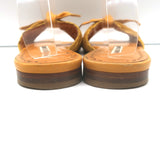 Manolo Blahnik Notamu Pleated Bow Slide Sandals Marigold Leather Size 38