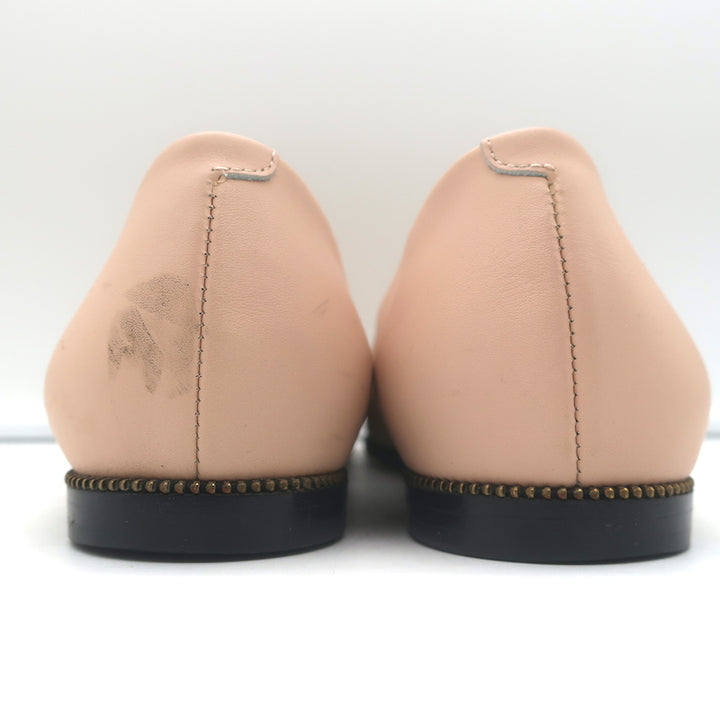 Givenchy Zipper-Trim Ballet Flats Blush Leather Size 38