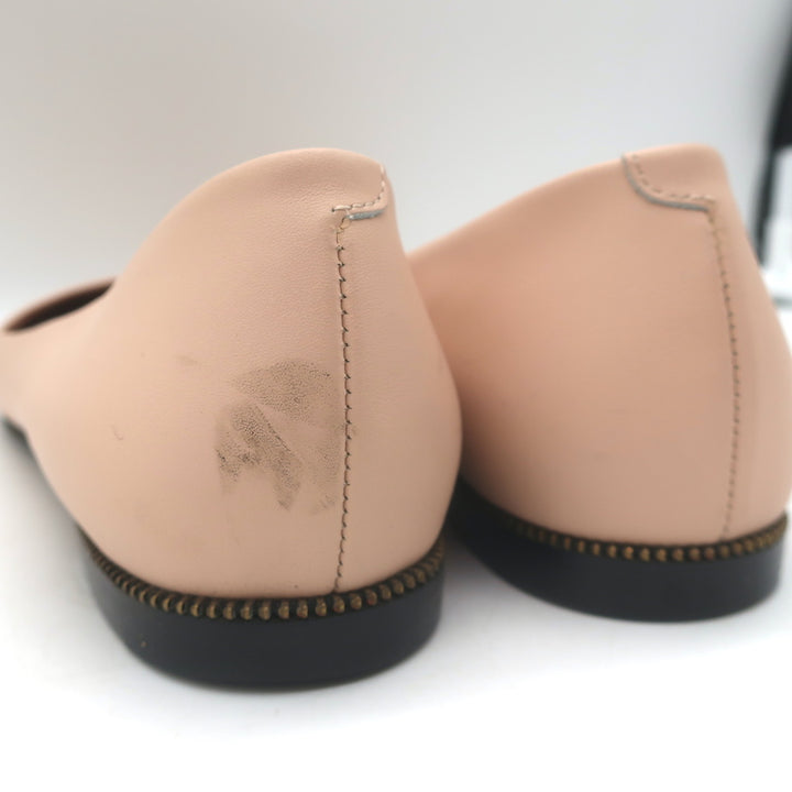 Givenchy Zipper-Trim Ballet Flats Blush Leather Size 38