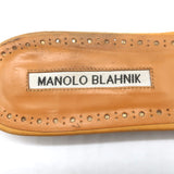 Manolo Blahnik Notamu Pleated Bow Slide Sandals Marigold Leather Size 38