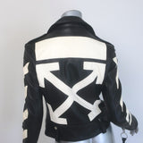 Off-White Virgil Abloh Carryover Leather Biker Jacket Black Size Small