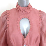 Zimmermann Concert Disc Keyhole Mini Dress Lipstick Pink Taffeta Size 3 NEW