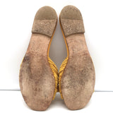 Manolo Blahnik Notamu Pleated Bow Slide Sandals Marigold Leather Size 38