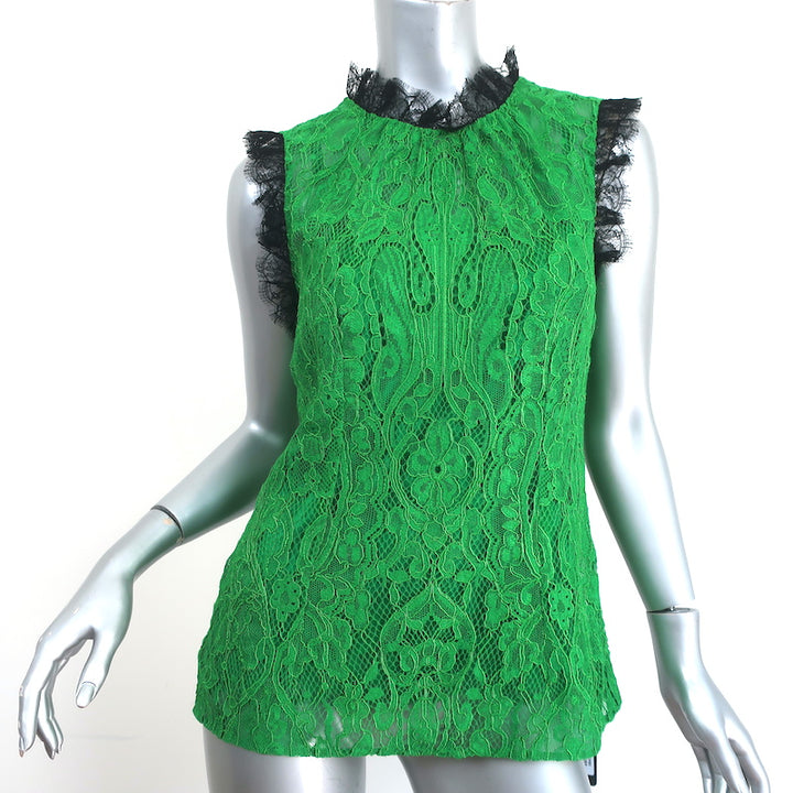Dolce &amp; Gabbana Sleeveless Blouse &amp; Skirt Set Green Lace Size 44/46 NEW