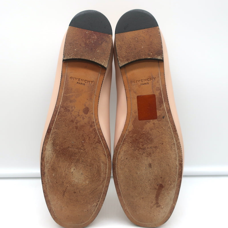 Givenchy Zipper-Trim Ballet Flats Blush Leather Size 38