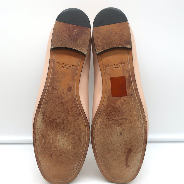 Givenchy Zipper-Trim Ballet Flats Blush Leather Size 38