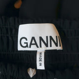 GANNI Smocked Polka Dot Mini Skirt Navy Georgette Size 36