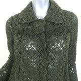 Prada Floral Crochet Lace Coat  - One of a Kind - Dark Green Size 40