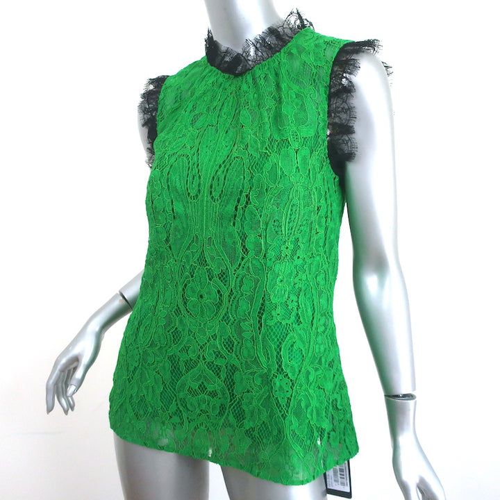 Dolce &amp; Gabbana Sleeveless Blouse &amp; Skirt Set Green Lace Size 44/46 NEW