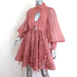 Zimmermann Concert Disc Keyhole Mini Dress Lipstick Pink Taffeta Size 3 NEW
