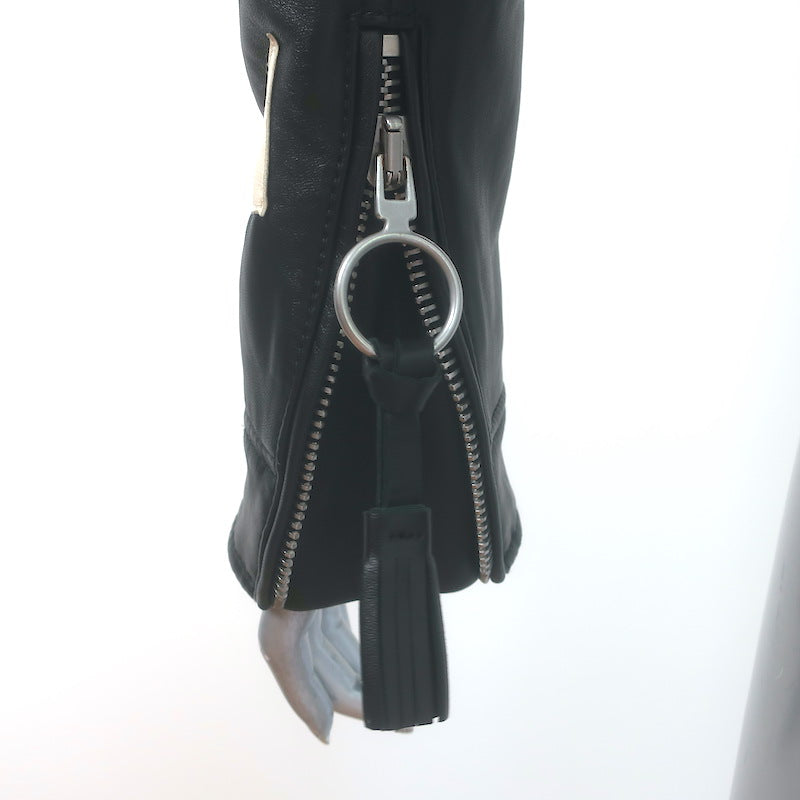 Off-White Virgil Abloh Carryover Leather Biker Jacket Black Size Small