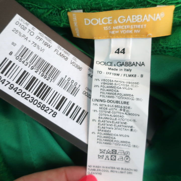 Dolce &amp; Gabbana Sleeveless Blouse &amp; Skirt Set Green Lace Size 44/46 NEW