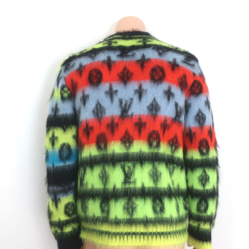 Louis Vuitton Virgil Abloh Monogram Mohair Cardigan Neon Multi Size Large NEW