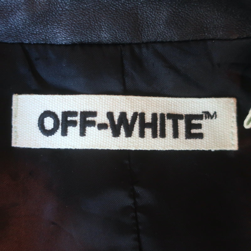 Off-White Virgil Abloh Carryover Leather Biker Jacket Black Size Small