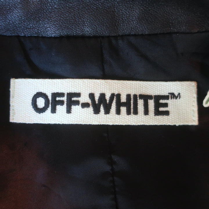 Off-White Virgil Abloh Carryover Leather Biker Jacket Black Size Small