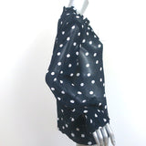 GANNI Polka Dot Blouse Navy Georgette Size 44 Long Sleeve Top NEW