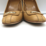 Gucci Interlocking GG Pumps Beige Leather Size 8 Square Toe Heels