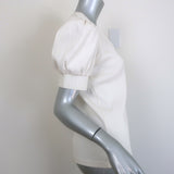 Derek Lam 10 Crosby Heather Puff Sleeve Top Cream Ribbed Knit Size Small