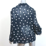 GANNI Polka Dot Blouse Navy Georgette Size 44 Long Sleeve Top NEW