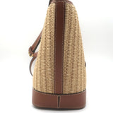 Celine Raffia Triomphe Small Bucket Bag Brown Leather-Trim Crossbody