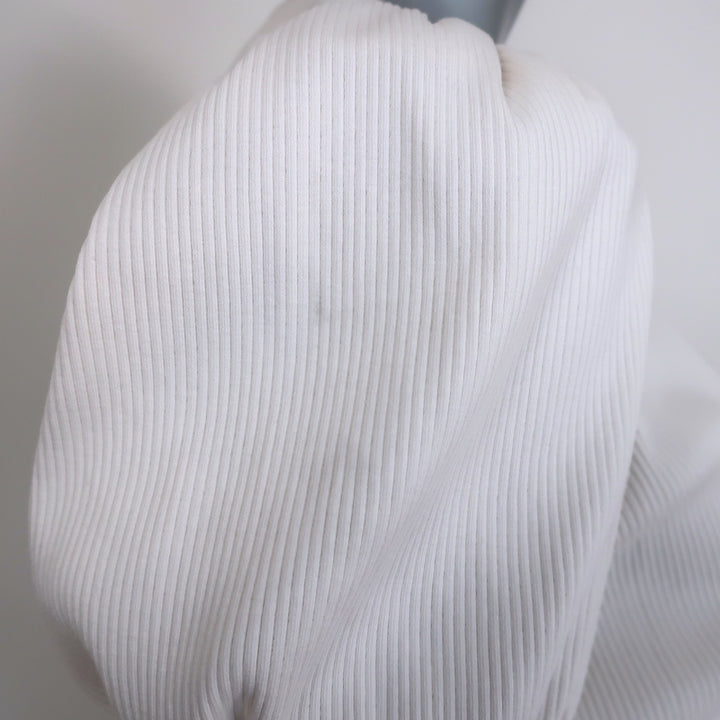 Derek Lam 10 Crosby Heather Puff Sleeve Top Cream Ribbed Knit Size Small