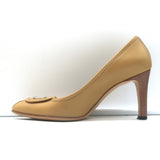 Gucci Interlocking GG Pumps Beige Leather Size 8 Square Toe Heels