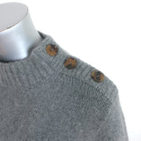 Khaite Brie Button-Shoulder Cashmere Sweater Gray Size Small
