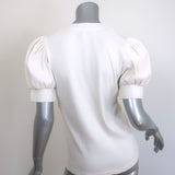 Derek Lam 10 Crosby Heather Puff Sleeve Top Cream Ribbed Knit Size Small