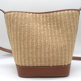 Celine Raffia Triomphe Small Bucket Bag Brown Leather-Trim Crossbody