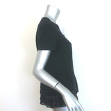 Sacai Crochet Lace-Trim Pleated Hem T-Shirt Black Cotton Size 1 NEW