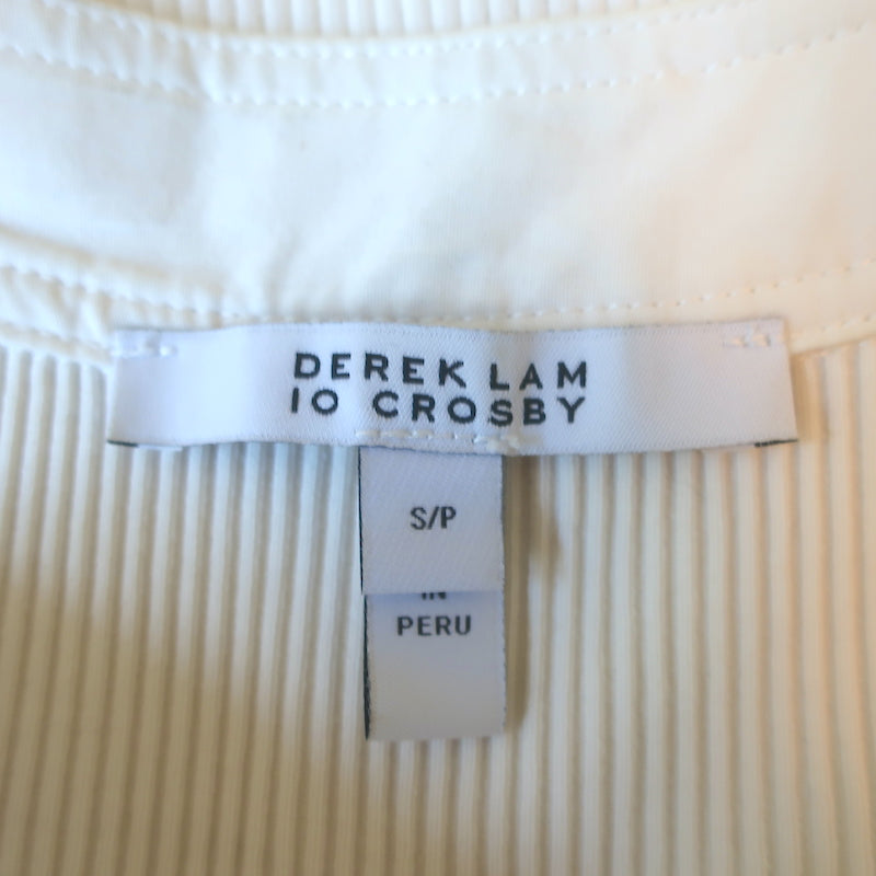 Derek Lam 10 Crosby Heather Puff Sleeve Top Cream Ribbed Knit Size Small