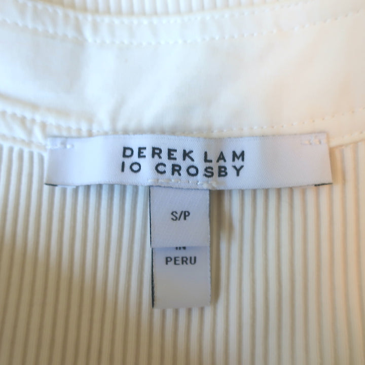 Derek Lam 10 Crosby Heather Puff Sleeve Top Cream Ribbed Knit Size Small