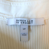 Derek Lam 10 Crosby Heather Puff Sleeve Top Cream Ribbed Knit Size Small