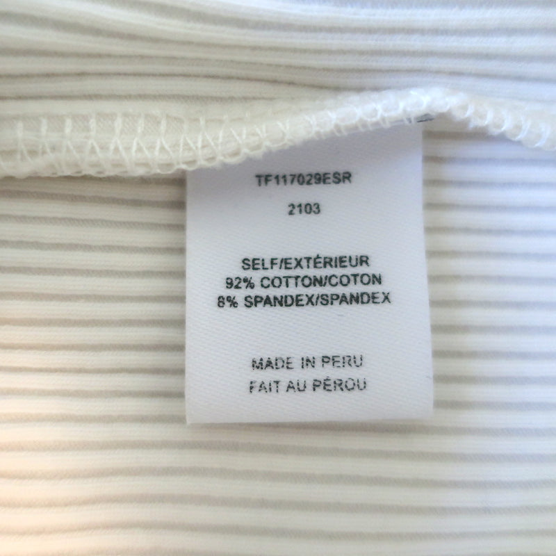 Derek Lam 10 Crosby Heather Puff Sleeve Top Cream Ribbed Knit Size Small