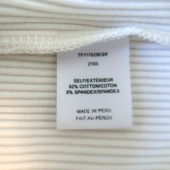 Derek Lam 10 Crosby Heather Puff Sleeve Top Cream Ribbed Knit Size Small