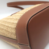 Celine Raffia Triomphe Small Bucket Bag Brown Leather-Trim Crossbody
